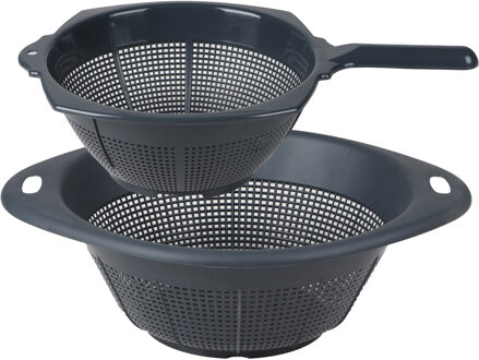 Urban Living keuken vergiet liberty - 2x stuks - blauw - kunststof - voor voedsel