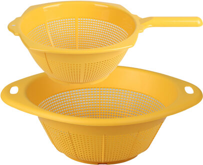Urban Living keuken vergiet liberty - 2x stuks - geel - kunststof - voor voedsel