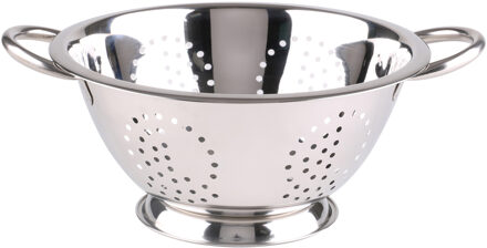 Urban Living Keuken vergiet/zeef - op voet - RVS metaal - 24 x 10 cm - Vergieten Zilverkleurig