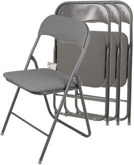 Urban Living Klapstoel - 4x - met stoffen zitting - antraciet - 44 x 45 x 80 cm - metaal