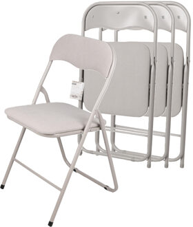 Urban Living Klapstoel - 4x - met stoffen zitting - beige - 44 x 45 x 80 cm - metaal