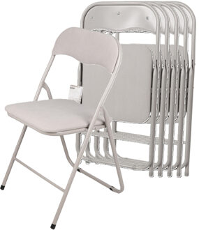 Urban Living Klapstoel - 6x - met stoffen zitting - beige - 44 x 45 x 80 cm - metaal