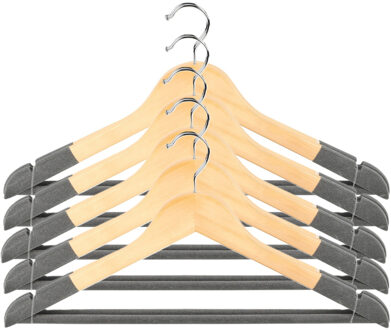 Urban Living Kledinghangers Nordic - grijs - 10x stuks - hout