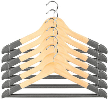 Urban Living Kledinghangers Nordic - grijs - 12x stuks - hout