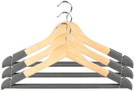 Urban Living Kledinghangers Nordic - grijs - 6x stuks - hout