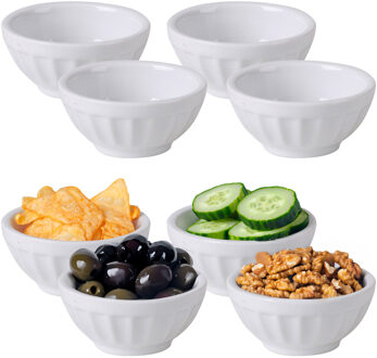 Urban Living kleine kommetjes/serveer schaaltjes - ivoor wit - keramiek - 12x stuks - D6.5 cm