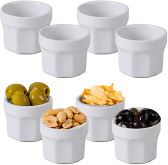 Urban Living kleine kommetjes/serveer schaaltjes - ivoor wit - keramiek - 8x stuks - D5.5 cm