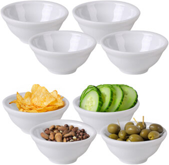 Urban Living kleine kommetjes/serveer schaaltjes - ivoor wit - keramiek - 8x stuks - D6.5 cm - s