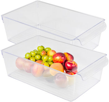 Urban Living Koelkast/keuken organizer bak - 2x - transparant - kunststof - L32 x B20 x H10 cm - groente lade