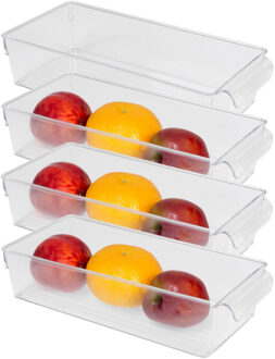 Urban Living Koelkast/keuken organizer bak - 4x - transparant - kunststof - L32 x B15 x H7 cm - groente lade