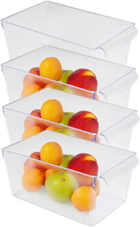 Urban Living Koelkast/keuken organizer bak - 4x - transparant - kunststof - L32 x B20 x H14 cm - groente lade