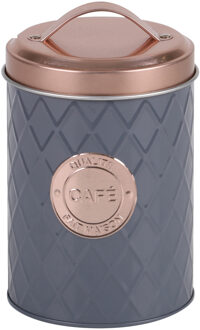 Urban Living Koffie bewaarblik - metaal - grijs/ros? - 11 x 16 cm - cups/bonen/filterkoffie