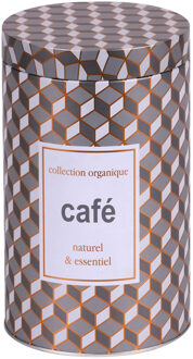 Urban Living Koffie bewaarblik - metaal - retro print - 11 x 18 cm - cups/bonen/filterkoffie
