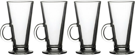 Urban Living Koffie glas - 4x - latte macchiato - met oor - 280 ml - transparant
