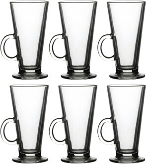 Urban Living Koffie glas - 6x - latte macchiato - met oor - 280 ml - transparant