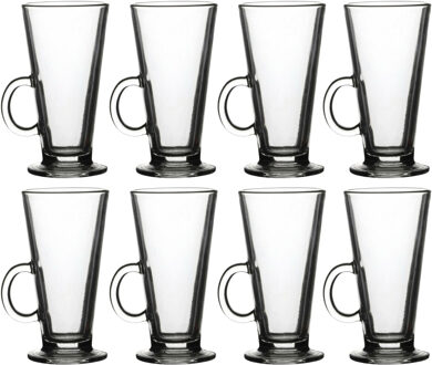 Urban Living Koffie glas - 8x - latte macchiato - met oor - 280 ml - transparant