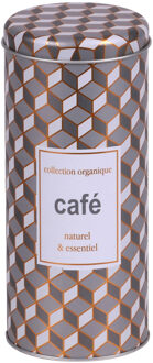 Urban Living Koffie pads bewaarblik - metaal - retro print - 8 x 18 cm - koffiepads