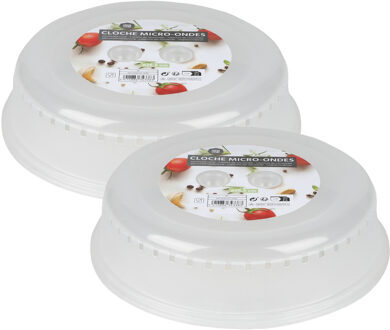 Urban Living Magnetrondeksel/afdekschaal - 2x - transparant - kunststof - D26,5 x H7 cm