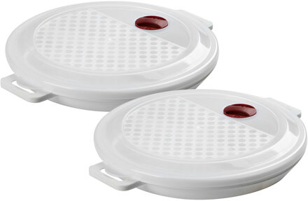 Urban Living Magnetronschaal met deksel/ventiel - 2x - 1 liter - kunststof - magnetronpot/kom