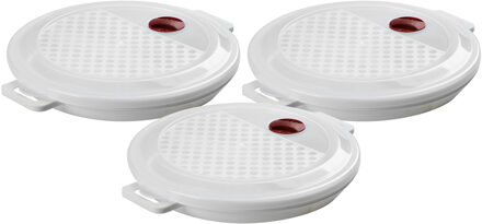 Urban Living Magnetronschaal met deksel/ventiel - 3x - 1 liter - kunststof - magnetronpot/kom