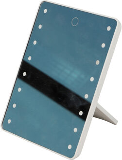 Urban Living Make-up spiegel Vegas - met LED lampjes - kunststof - 17 x 22 cm - wit - enkelzijdig