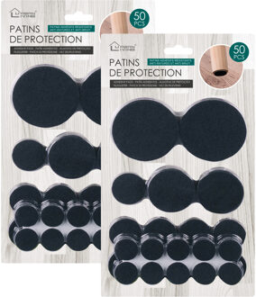 Urban Living Meubel/vloerbeschermers - 100-delig - zwart - zelfklevend - meubelviltjes