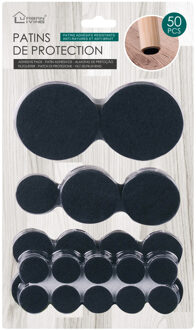 Urban Living Meubel/vloerbeschermers - 50-delig - zwart - zelfklevend - meubelviltjes