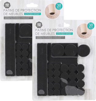 Urban Living Meubel/vloerbeschermers - 76-delig - zwart - zelfklevend - meubelviltjes