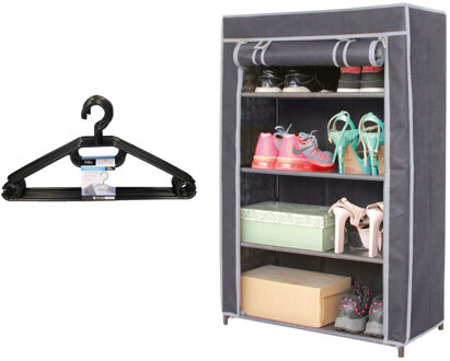Urban Living Mobiele kledingkast - met hoes - 60 x 30 x 90 cm - inclusief 10x st kledinghangers