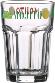 Urban Living Mojito cocktailglazen - gedecoreerd glas met tekst - 2x stuks - 365 ml - Cocktailglazen Transparant