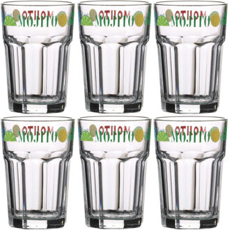 Urban Living Mojito cocktailglazen - gedecoreerd glas met teksten - 6x stuks - 365 ml