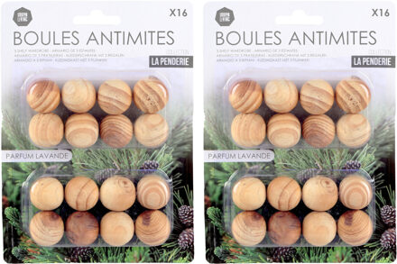 Urban Living Mottenballen met lavendel geur - 32x - anti-motten - cederhout - kledingkast ongediertewering