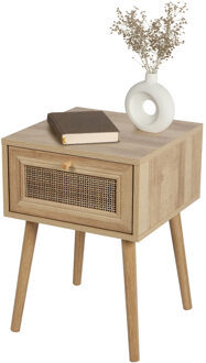Urban Living Nachtkastje Bali - Ibiza stijl - hout - met lade - 39 x 39 x 57 cm