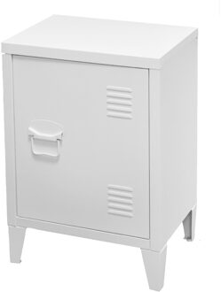 Urban Living Nachtkastje Locker - industrieel - wit - metaal - met deurtje - 40 x 30 x 57 cm