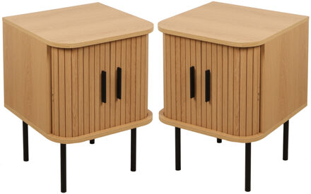 Urban Living Nachtkastje New York - 2x - hout - met schuifdeurtjes - 40 x 40 x 53 cm
