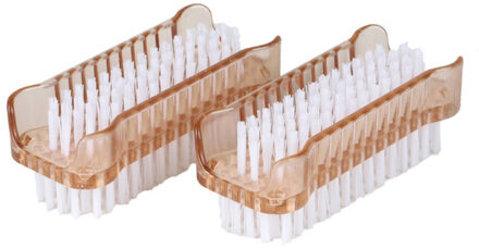 Urban Living Nagelborstels set van 2x stuks - kunststof - beige - 11 cm - schoonmaakborstels
