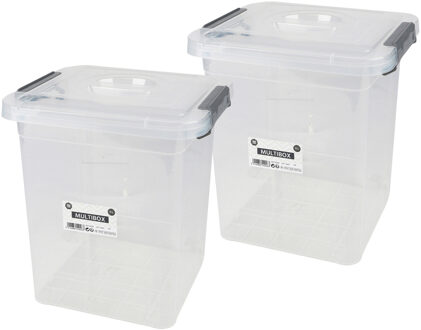 Urban Living Opberg box - 2x - 11 liter - 27 x 25 x 27cm - met deksel en clips - waterdicht