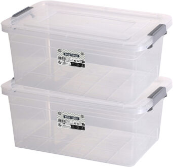 Urban Living Opberg box - 2x - 15 liter - 42 x 28 x 42cm - met deksel en clips - waterdicht