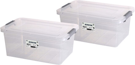 Urban Living Opberg box - 2x - 20 liter - 32 x 48 x 19 cm - met deksel en clips - waterdicht
