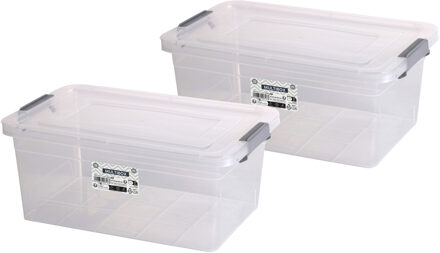 Urban Living Opberg box - 2x - 30 liter - 31 x 47 x 31cm - met deksel en clips - waterdicht