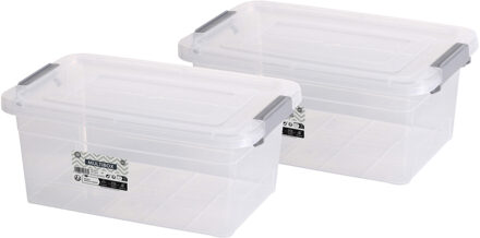 Urban Living Opberg box - 2x - 5 liter - 30 x 20 x 13 cm - met deksel en clips - waterdicht