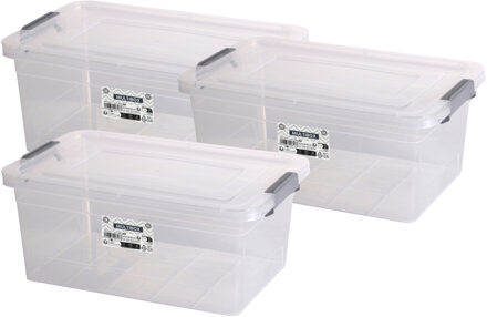 Urban Living Opberg box - 3x - 30 liter - 31 x 47 x 31cm - met deksel en clips - waterdicht
