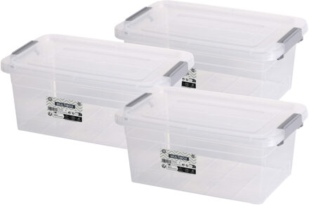 Urban Living Opberg box - 3x - 5 liter - 30 x 20 x 13 cm - met deksel en clips - waterdicht