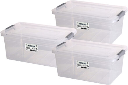 Urban Living Opberg box - 3x - 8,5 liter - 35 x 23 x 15 cm - met deksel en clips - waterdicht