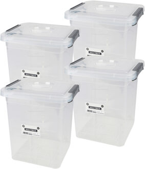 Urban Living Opberg box - 4x - 11 liter - 27 x 25 x 27cm - met deksel en clips - waterdicht