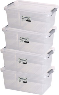 Urban Living Opberg box - 4x - 15 liter - 42 x 28 x 42cm - met deksel en clips - waterdicht