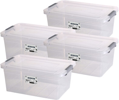 Urban Living Opberg box - 4x - 30 liter - 31 x 47 x 31cm - met deksel en clips - waterdicht