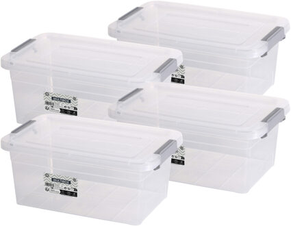 Urban Living Opberg box - 4x - 5 liter - 30 x 20 x 13 cm - met deksel en clips - waterdicht