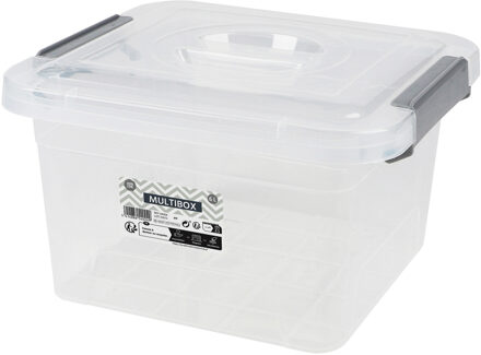 Urban Living Opberg box - 6 liter - 27 x 25 x 16 cm - met deksel en clips - waterdicht