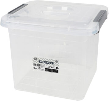 Urban Living Opberg box - 8 liter - 27 x 25 x 22cm - met deksel en clips - waterdicht